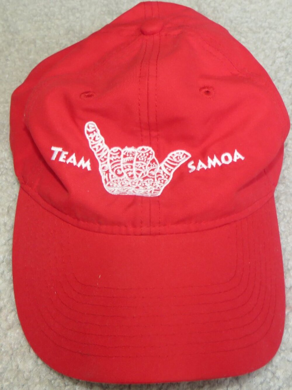 Elevate Team Samoa Red Baseball Adjustable Cap Hat w/Embroidered Logo - One Size